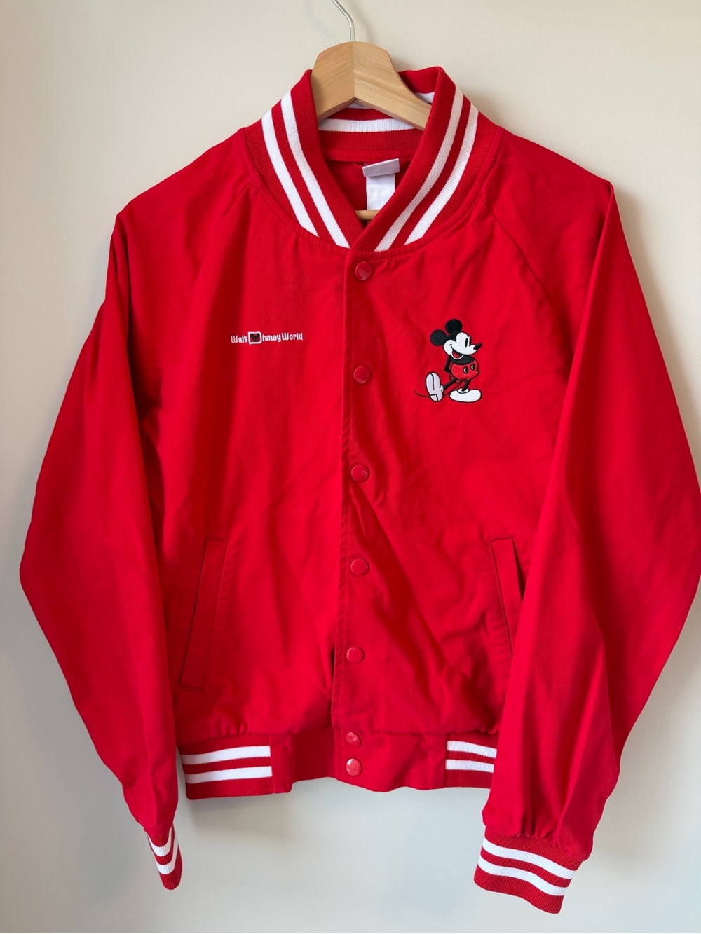 Disney Red Mickey Mouse Embroidered Varsity-Style Jacket Adult XS